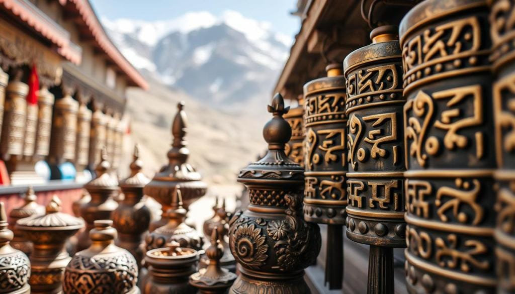 Famous things to buy in Manali - Prayer Wheels and Buddhist Artifacts - AI Image